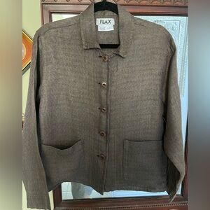 Flax linen jacket Petite brown with a hint of olive green.  Perfect condition